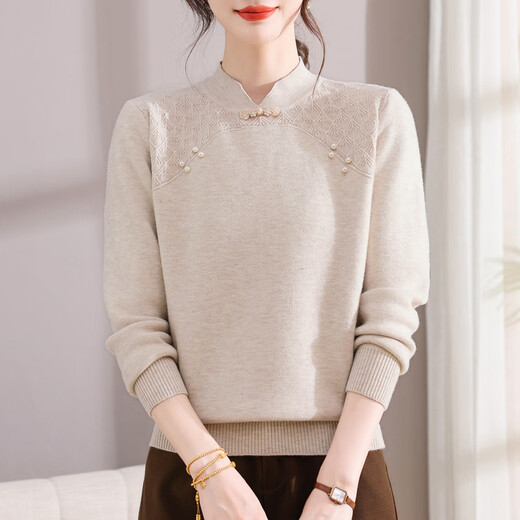 Hodo (Hodo) mother's outfit plus velvet and thickened warm base layer red sweater for the year of birth in autumn and winter middle-aged women's inner knitted sweater