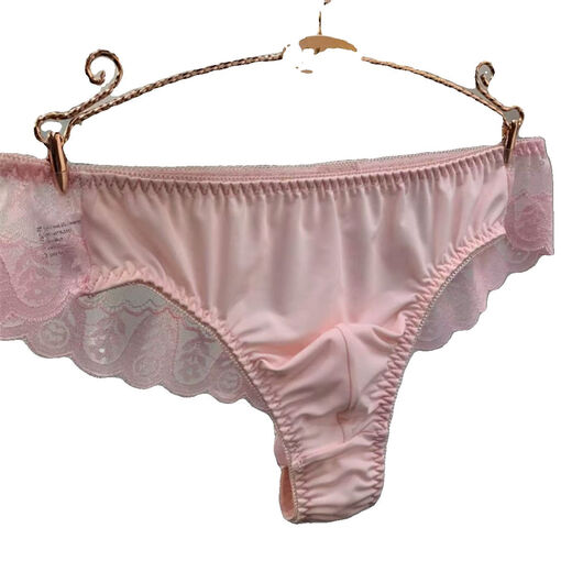 New silky sexy close-fitting thong men's lace men's daily wear healthy and comfortable sexy underwear pink M recommendation 80100Jin Jin equals 0.5 kg