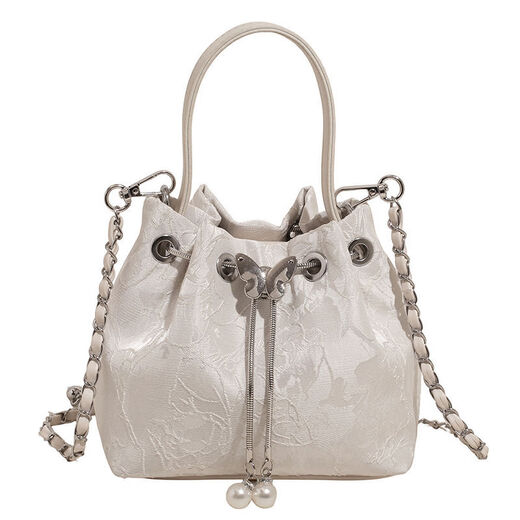 Exquisite super hot new Chinese style bag for women 2025 summer new versatile chain crossbody bag portable bucket bag small tote bag blue