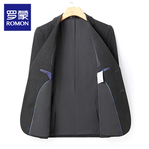 ROMON stretch suit suit for men, high-end formal wear, high-end wedding dress, groom's business casual suit jacket, black (suit + trousers) S (recommended 100-110 Jin Jin equals 0.5 kg)