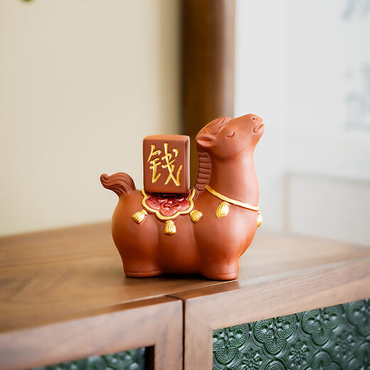 Zisha Make Money Immediately Tea Pet Decoration National Trend Decoration Office Desktop Tea Table Ceramic Tea Playing Horse New Product Zisha Guochao Make Money Immediately