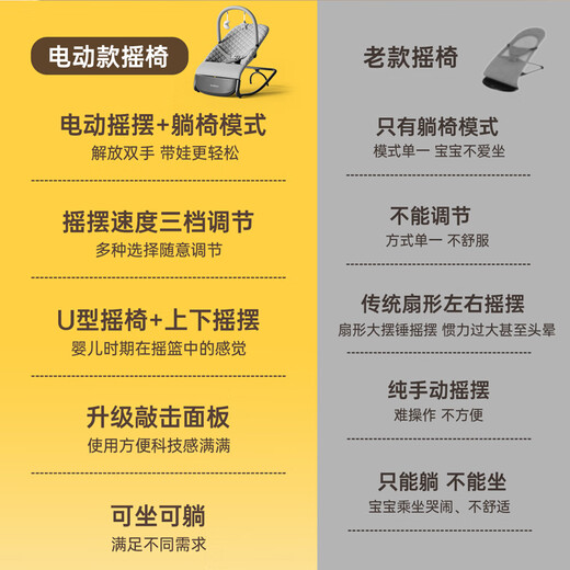 Xiyoumi baby rocking chair to coax baby, electric rocking chair, newborn greeting gift, baby cradle, sleeping rocking bed, gray, smart sleep-electric rocking chair + toy rack