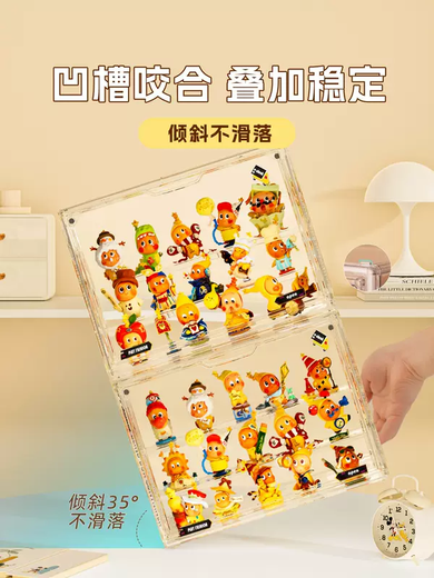Yusenyi Star People Display Box Blind Box Storage Display Stand Bubble Mart Figure Ornament Storage Box Transparent Display Cabinet Extra Large Ice Crystal Transparent (Free Sticker Dispensing) Four-layer Space