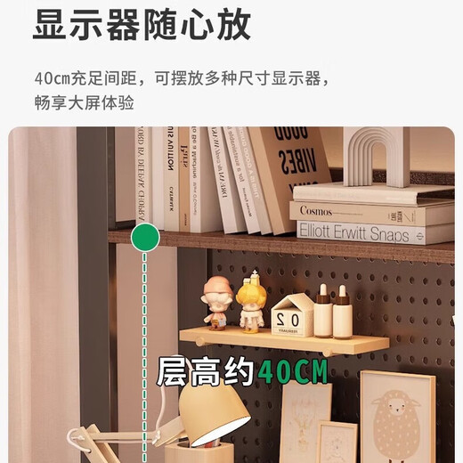 Middle school students multifunctional desk bookshelf integrated table high school students home desktop computer table simple study writing desk 120CM Morandi gray upgraded hole board