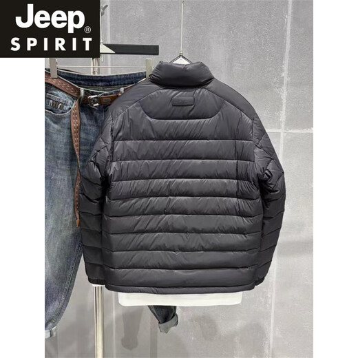 JEEP SPIRIT2025新款男士立领轻便羽绒服轻薄款百搭休闲保暖鸭绒排骨外套冬季 黑色 M