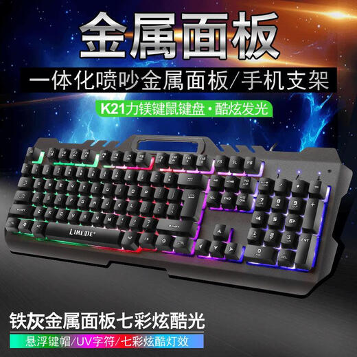 罗技电竞机械手游戏键盘鼠标办公台式机笔记本通用电脑有线键鼠发光 白色旗舰版-中板冰蓝光【单健