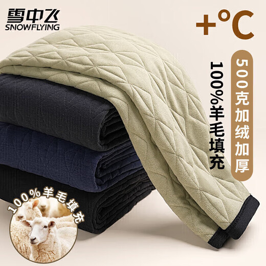 Flying in the snow 100% wool-filled men's warm pants men's thickened autumn and winter inner wear plus velvet leggings new winter products