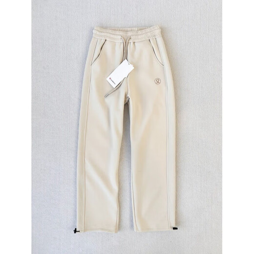 LULU 25th autumn and winter style windproof pants for men and women, soft and waxy, skin-friendly, warm and cold-proof, slimming, thick composite velvet scimitar pants, off-white L 4