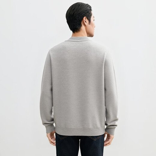 Hengyuanxiang sheep wool + cashmere cardigan men's autumn and winter round neck thick sweater top with base sweater brown tea green 2XL /185/100A