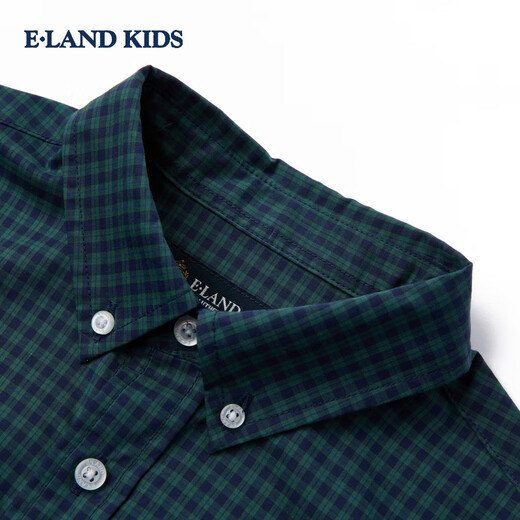 E LAND KIDS children's clothing boys' shirt plaid long-sleeved top green 130