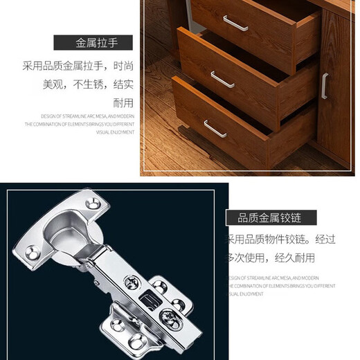 Desk simple modern boss desk and chair combination atmospheric manager desk steel and wood executive desk office furniture black frame + golden oak color 2.0m single table (desktop 2.0*0.8m)