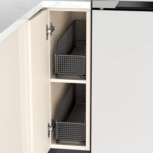 Yusenyi kitchen cabinet extra deep cabinet pull basket drawer type cabinet built-in rack narrow gap seasoning pull-out storage rack black 2 pieces (20 wide 39 deep)