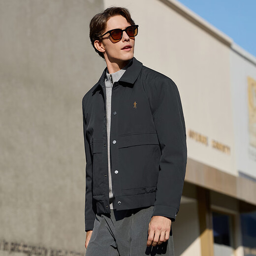 Dances with Wolves 90 duck down lining + graphene autumn and winter lapel workwear men's down jacket 101 navy 175