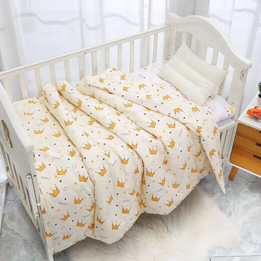 Yong Huan Customized Kindergarten Quilt Cover Cotton Children's Mattress Cover Mattress Cover Card Baby Mat Quilt Cover Single Piece Quilt Cover Bed Beige Crown 120x60cm Cushion Cover