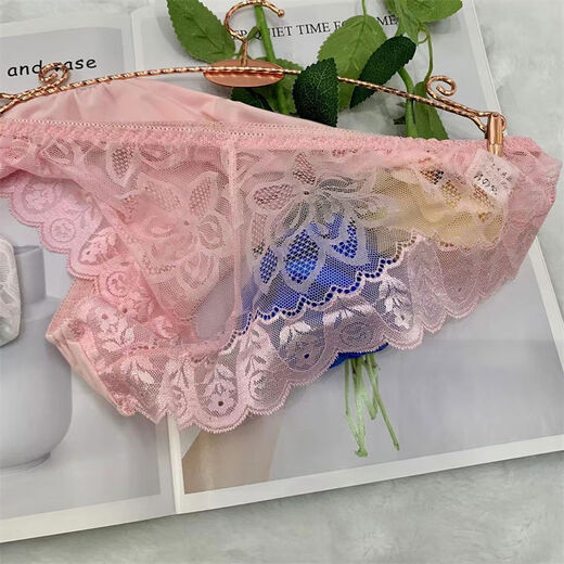 New silky sexy close-fitting thong men's lace men's daily wear healthy and comfortable sexy underwear pink M recommendation 80100Jin Jin equals 0.5 kg