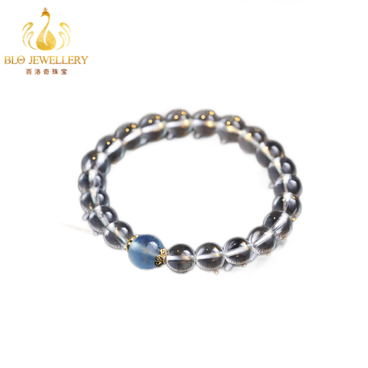 Bailuoqi 7A natural Brazilian white crystal bracelet women's aquamarine crystal bracelet as a birthday gift for girlfriend, bead diameter 6mm