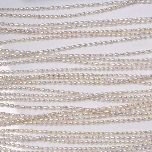Natural non-nuclear freshwater 3mm millet pearl chain baby chain semi-finished rice-shaped nearly round net chain 40cmSCR SCR23-3 points 5mm non-nuclear keshi long type 5A129r 3-3 points 5mm