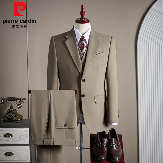 Pierre Cardin brand wool suit for men, business casual, Korean style, slim, large size, professional formal wear, groom and wedding suit, navy blue XL 52