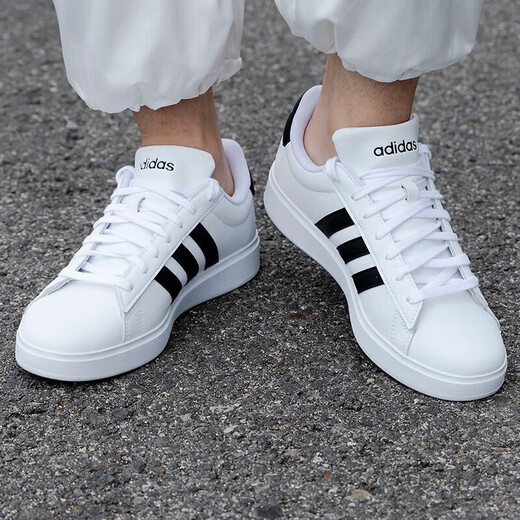 Adidas casual shoes for men and women 2025 autumn and winter new sports shoes GRAND COURT 2.0 low-top sneakers GW9195 white/black 40