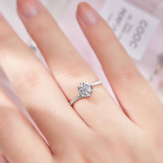 I DoPT950 platinum diamond ring micro-set snowflake twist arm 1 carat cultivated diamond engagement wedding ring as a gift for girlfriend Snowflake twist arm micro-set 50 points diamond No. 18