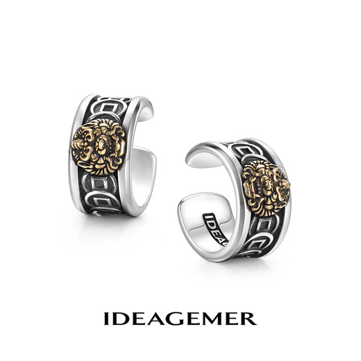 IDEAGEMER Pixiu series 925 white fungus bone clip without piercing men's high-end original trendy handsome versatile ear jewelry Pixiu ear clip single