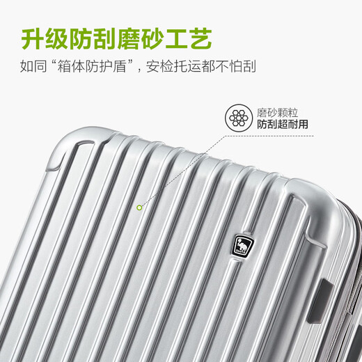 Hervas suitcase can be boarded on board 20-inch women's small trolley case men's suitcase expandable password case leather suitcase Starlight Silver