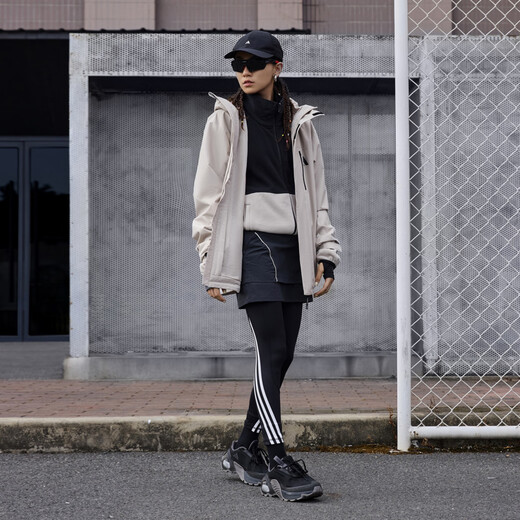 Adidas water-repellent plus velvet lining three-in-one hooded jacket for men and women in autumn and winter Adidas official light sports light brown L