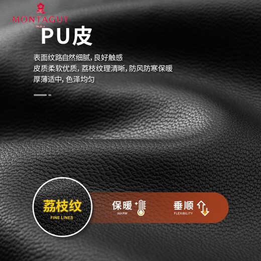 Montagut Warm Plus Velvet + Long 25 Winter Leather Jacket Fashion Jacket Men's Leather Jacket Men's PU Leather Jacket Black 3XL /56