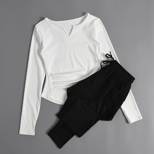 LI NING Li Ning Flagship Store 2025 autumn and winter new yoga clothing set for women, high-end Pilates training fitness long pink top + purple pants L