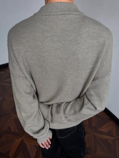 Shelley Jones American retro Henry collar sweater men's winter high-end loose casual men's bottoming sweater men's black XL recommended 120-140Jin Jin equals 0.5 kg