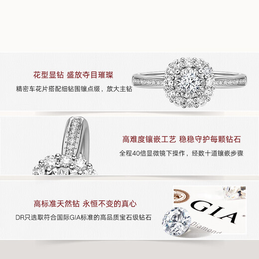DR Spot Round Diamond Thrill of Love BELIEVE Proposal Diamond Ring Platinum Ring for Women 9 Points H Color SI1 No. 14