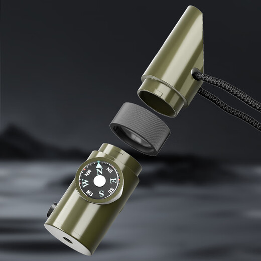 Jingmengyuan Whistle 7-in-1 Multifunctional High-frequency Boom Survival Whistle Life-saving Whistle Nuclear-Free Outdoor Camping Emergency Compass 7-in-1 Survival Whistle 2 pieces + Lanyard