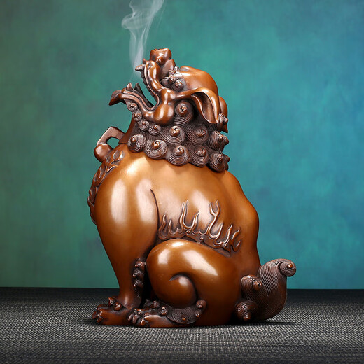 Copper Xinxiang copper lion incense burner household indoor incense ceremony tea ceremony supplies plate incense burner antique auspicious animal copper tea pet 23#