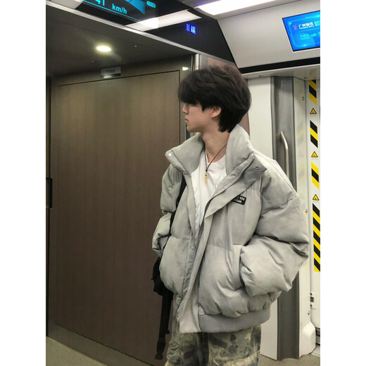 To the aesthetic style retro thickened tie-dyed cotton coat for men in autumn and winter new short bread coat for men high street silhouette cotton coat tie-dyed khaki 2XL recommended 140-160Jin Jin is equal to 0.5 kg