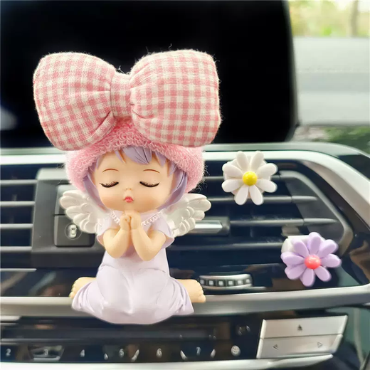 Yusenyi Car Decoration Cute Annie Car Air Vent Aromatherapy Car Air Conditioner Perfume Clip Car Ornament Goddess Benz Pink Purple Annie Purple and White Sunflower Air Vent Free Perfume Flakes