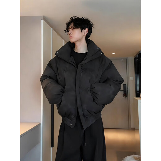 Cantu American short down cotton coat men's winter stand-up collar tie-dyed cotton coat cleanfit advanced bread coat cotton coat camel XL