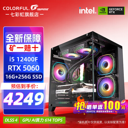 Colorful Sea View Host i5 12600KF/RTX4060Ti 5060TI Black Myth Wukong eSports Game Design Office Computer Host Desktop Assembly Machine with Four 12400F丨16G丨5060