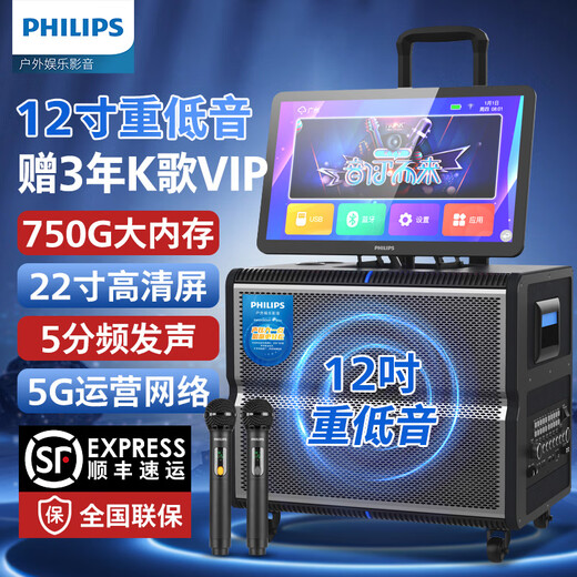 Philips (PHILIPS) SD380A new square dance ktv audio home karaoke video all-in-one outdoor trolley speaker portable karaoke machine audio professional karaoke microphone complete set Philips SD380A new