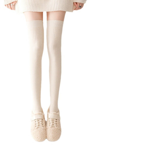 Wool Socks Women's Gray Stockings Autumn and Winter Thickened JK Thigh Socks Long Socks Winter Warm Wool Over-the-Knee Socks 1 Pair Dark Gray