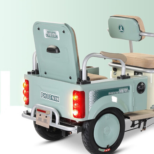 Phoenix Electric Tricycle Passenger and Cargo Dual-Purpose Electric Tricycle Small Bucket for Cargo Transport for the Elderly Electric Tricycle Fengming PLUS 650W48V12A Lead-Acid Battery About 20 Kilometers
