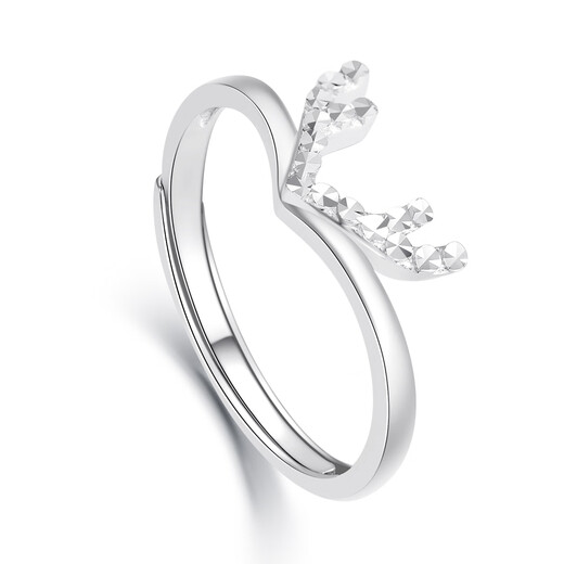 Wanfulong platinum pt950 women's platinum shiny women's ring simple plain ring as a holiday gift for your girlfriend, live mouth adjustable ring size 2.69g