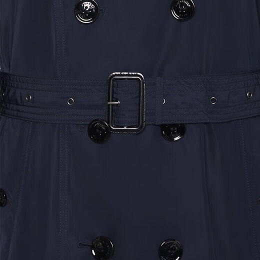 博柏利（BURBERRY）新年礼物纯色系带双排扣长袖风衣男款深蓝色 S