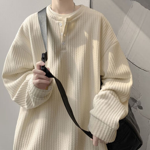 Jingyan selects cold-sense Henry collar plus velvet sweatshirt for men in autumn and winter. Handsome inner layering shirt for men in autumn. White M M95 to 115 Jin Jin is equal to 0.5 kg and can be worn