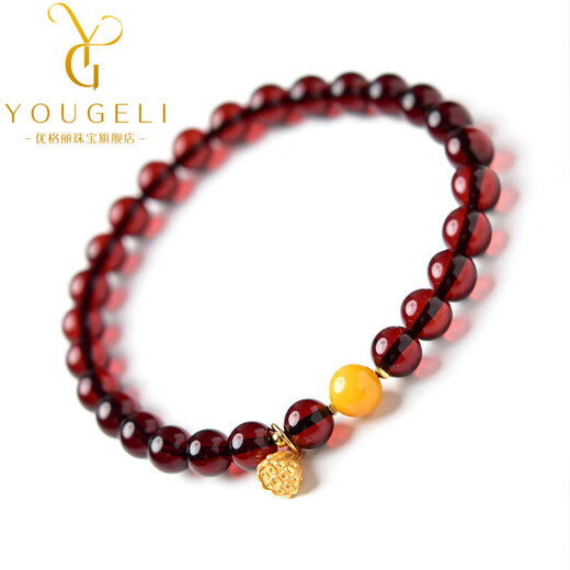 Yogurt natural blood amber bracelet for women, amber beeswax, jasper, pearl, turquoise, south red bracelet, single circle, beads 10mm