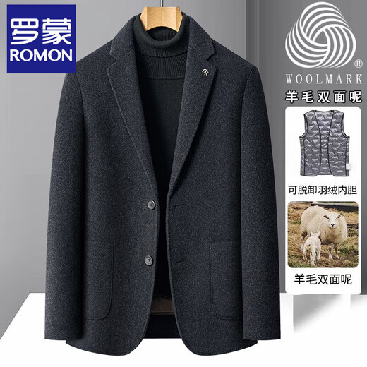 Romon Woolen Coat Men's 2025 New Short Winter Thick Down Liner Wool Suit Double-sided Woolen Coat