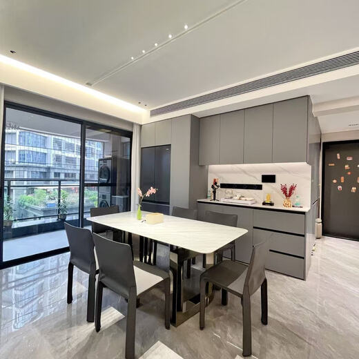 Modern black and white gray decoration design, simple and modern, Zhaoqing decoration company, Huaxun decoration full package repair