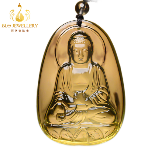 Bailuoqi Natural Citrine Native Buddha Pendant Necklace Men's Puxian Bodhisattva Twelve Zodiac Signs Dragon and Snake Amulet Pendant Citrine Puxian Bodhisattva Puxian Pendant with Bead Chain