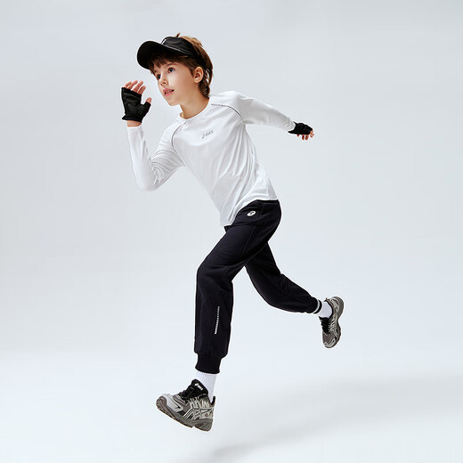 ASICS children's 2026 new long-sleeved T-shirt raglan sleeve second-drying stretchy comfortable moisture-absorbent quick-drying 0000 white 160