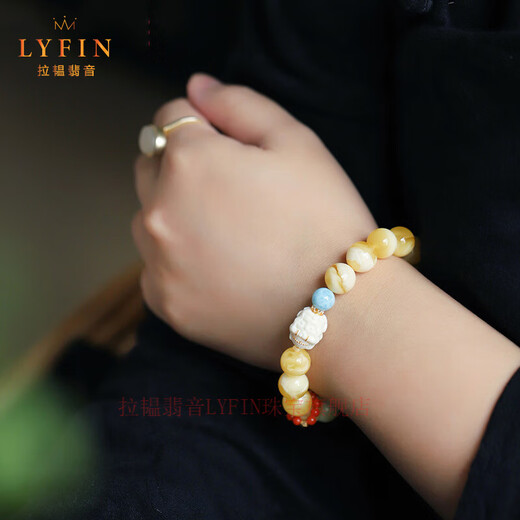 Layun Feiyin collection-grade Russian white flower honey wax bracelet for women original design mermaid mammoth bracelet high-end jewelry Collection-grade white flower honey 10mm high-end (now inspected and issued with certificate 72 hours)