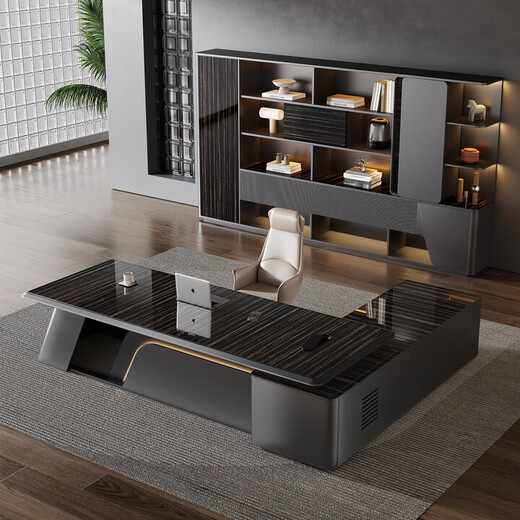 Boss desk office desk and chair combination simple and modern president desk leadership office furniture manager executive desk 2.0 meters president desk (rounded corner desktop model)